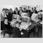 Teachers and pupils try out the new computers in Bilton High Schools IT classroom. 26th September 1988 - Period Photo